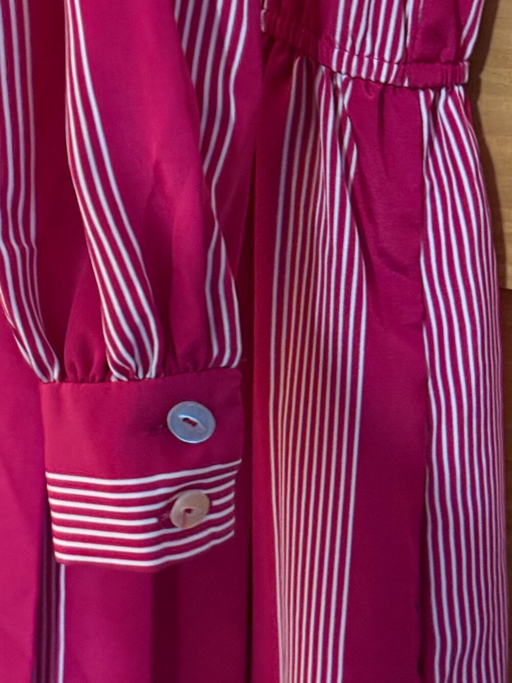 Vtg 80s Diane Von Furstenberg Tailored Pink Striped Midi Shirt Dress size 6 - Picture 5 of 7